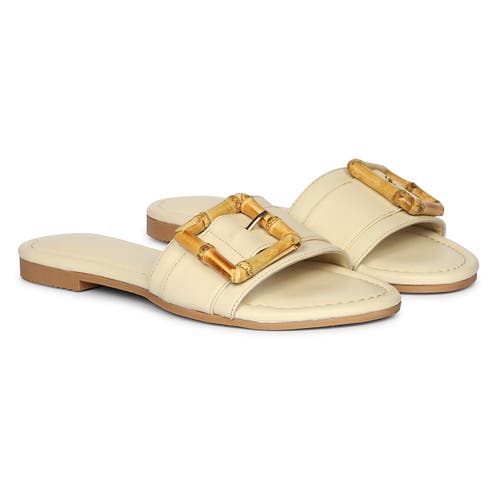Jelavu Amsterdam Suede Leather Band Slide Sandals In Ivory