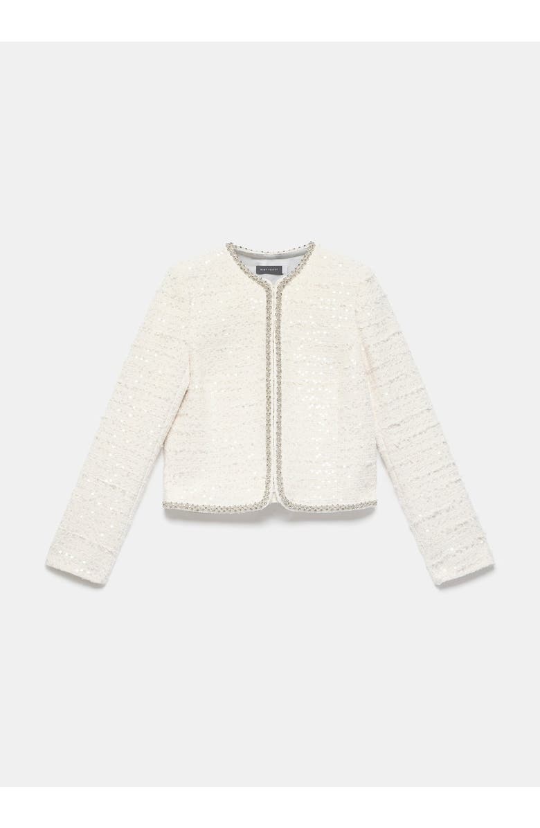 MINT VELVET Boucle Diamante Trim Jacket, Alternate, color, Ivory