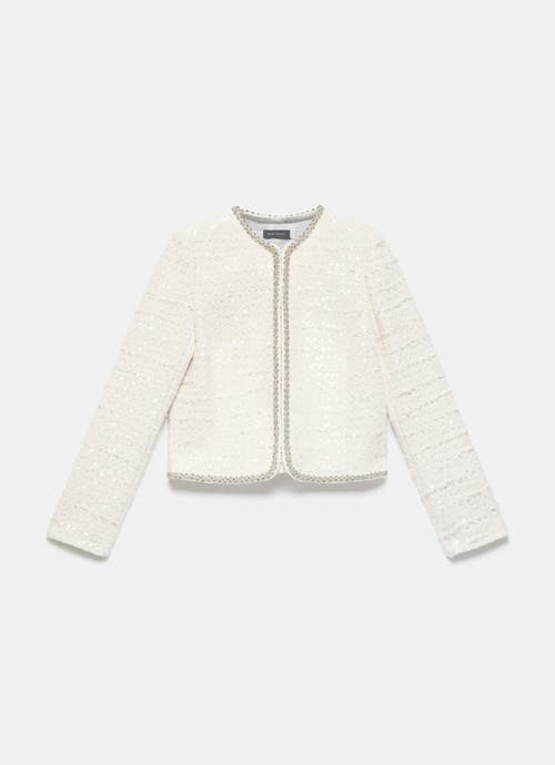 Mint Velvet Boucle Diamante Trim Jacket In White