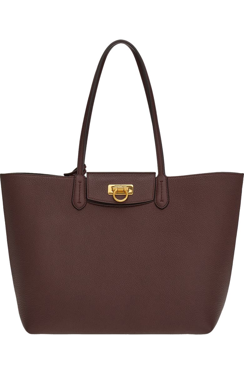 FERRAGAMO Travel Leather Tote, Main, color,