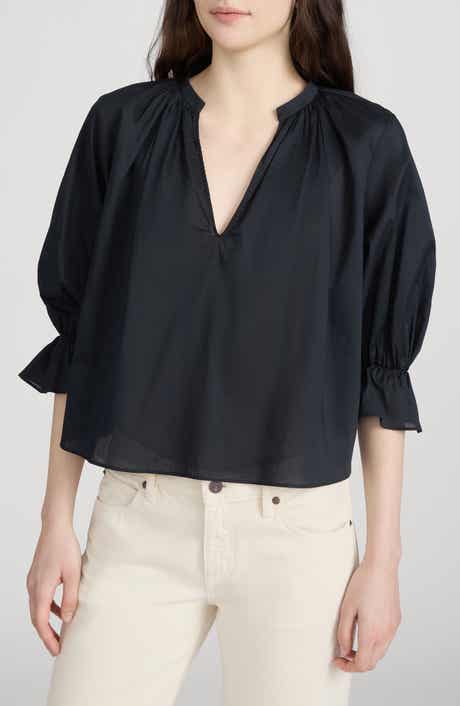 The Poet Ruffle Sleeve Cotton Top