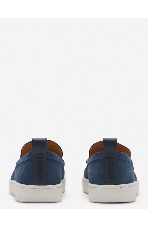 Lanvin Slip-on Suede Sneakers With Contrasting Rubber Sole In Blue