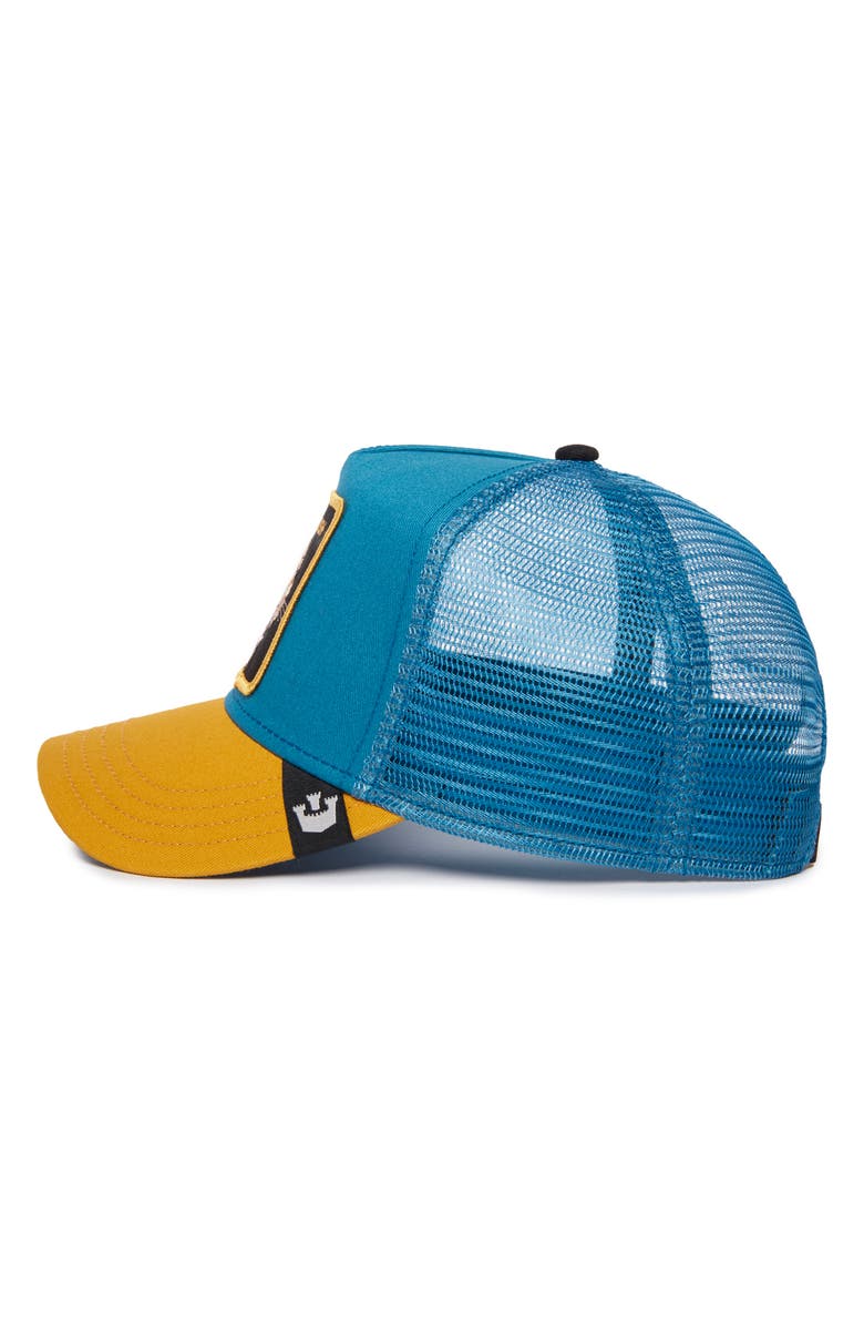 Goorin Bros. The Ambush Jaguar Snapback Trucker Hat, Alternate, color, Teal