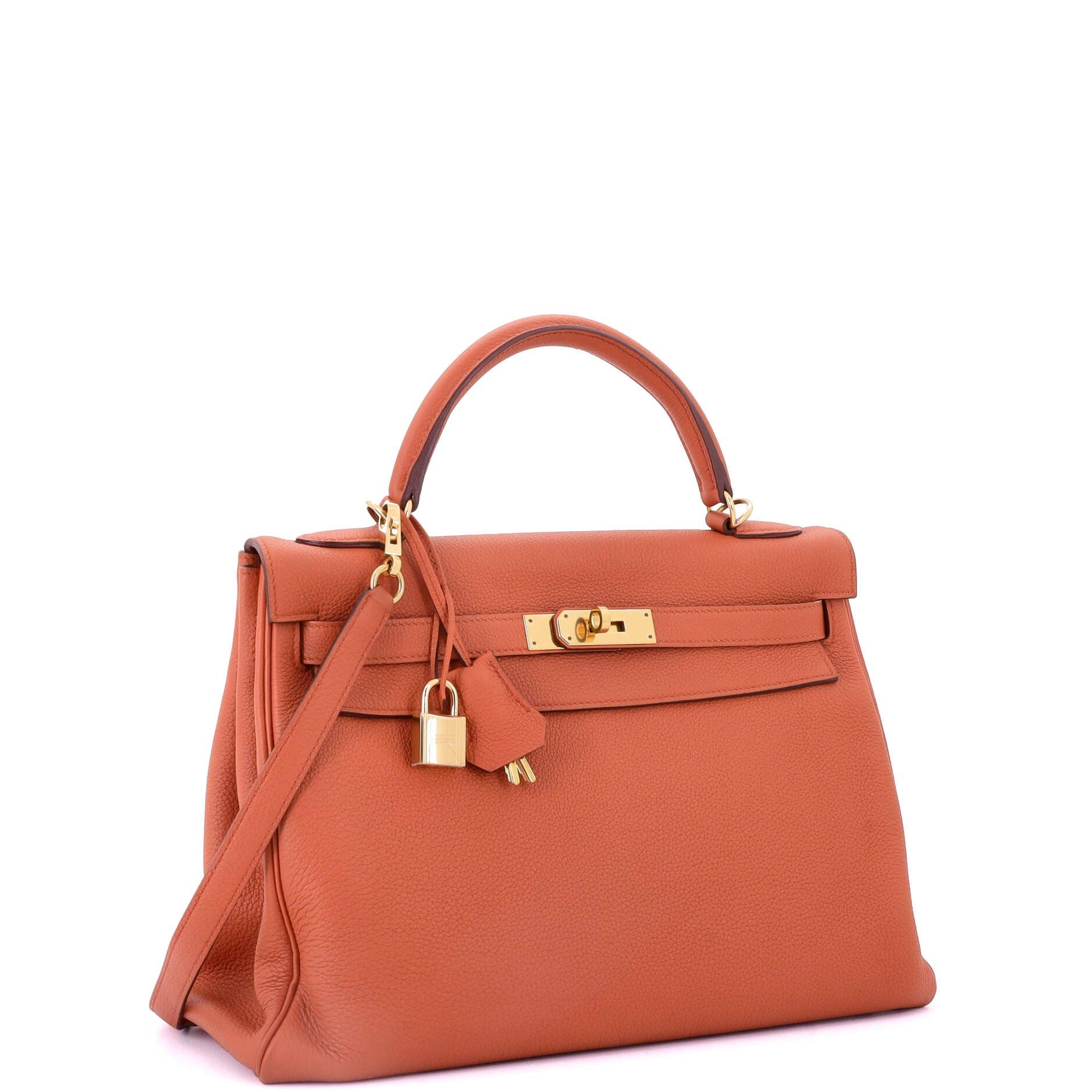 Pre-Owned Hermes Kelly Handbag Orange Togo with Gold Hardware 32, Alternate, color, 
