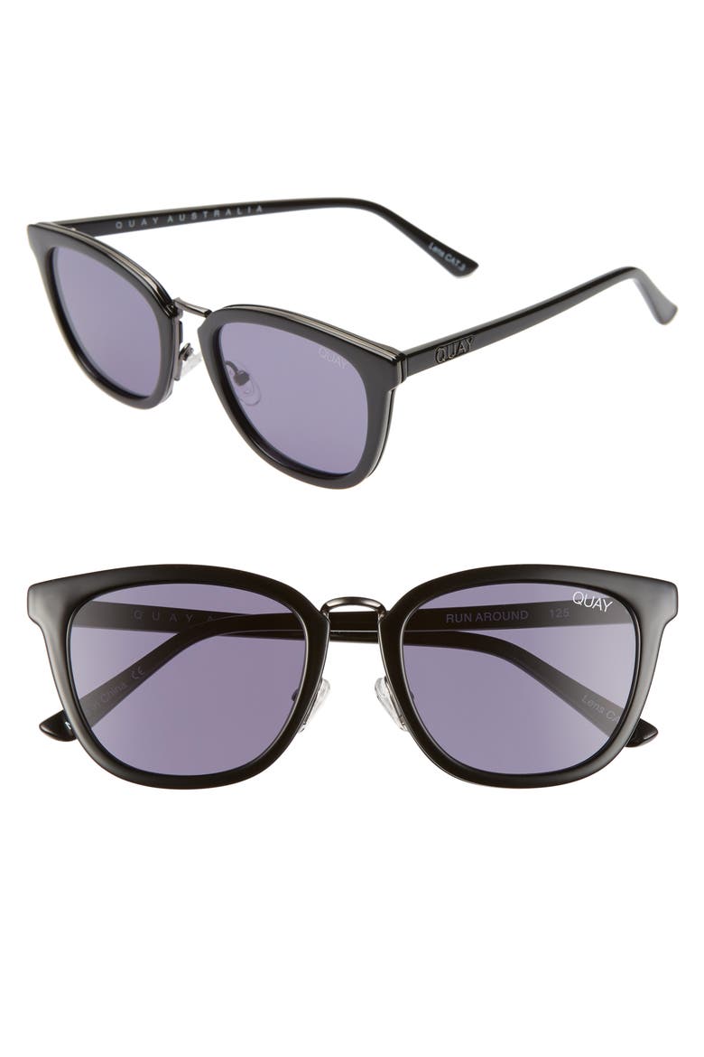 Australia Run Around 53mm Cat Eye Sunglasses, Main, color, BLACK/ SMOKE