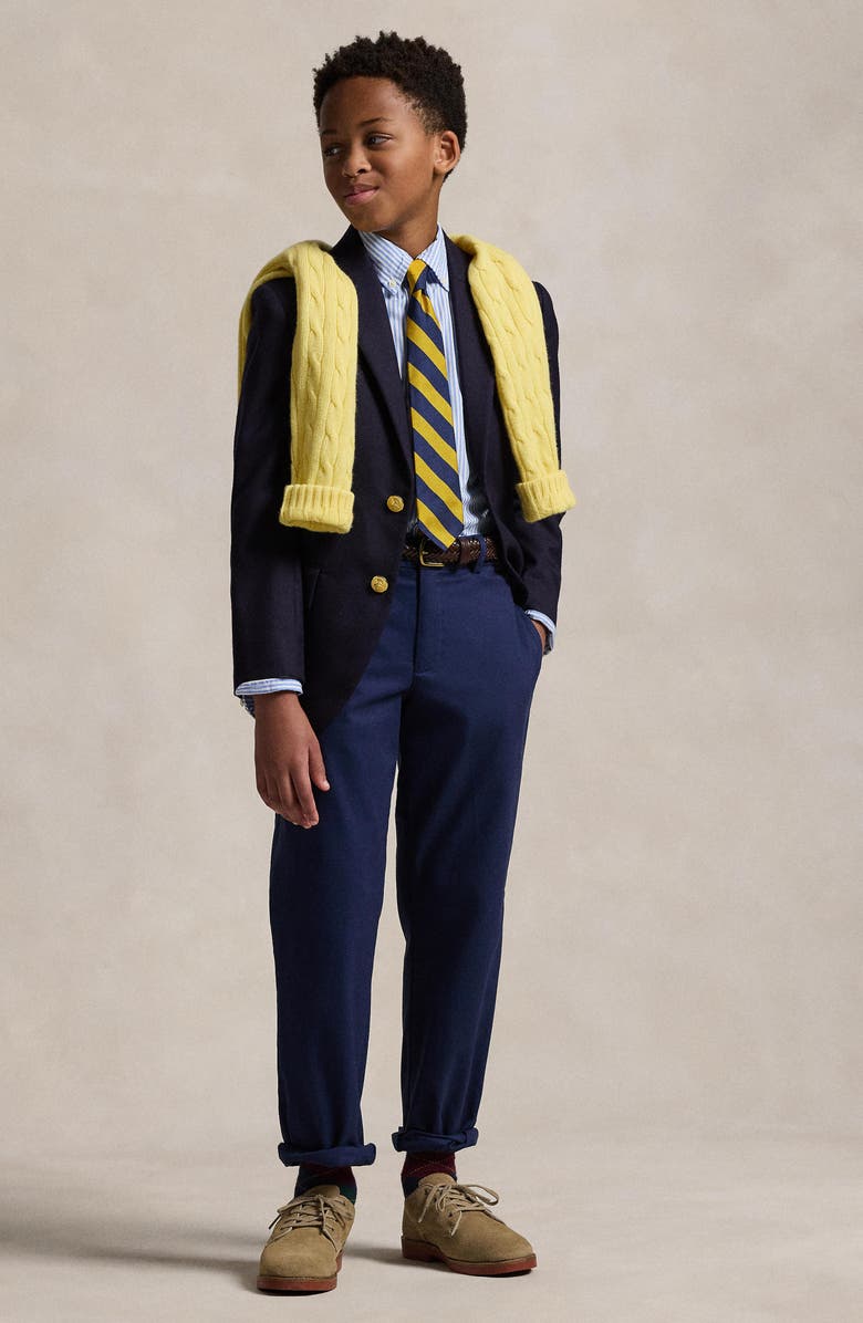 Polo Ralph Lauren Kids' Stripe Cotton Oxford Cloth Button-Down Shirt, Alternate, color, Light Blue/ White