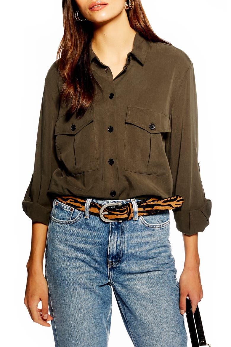 Double Pocket Utility Shirt, Main, color, OLIVE