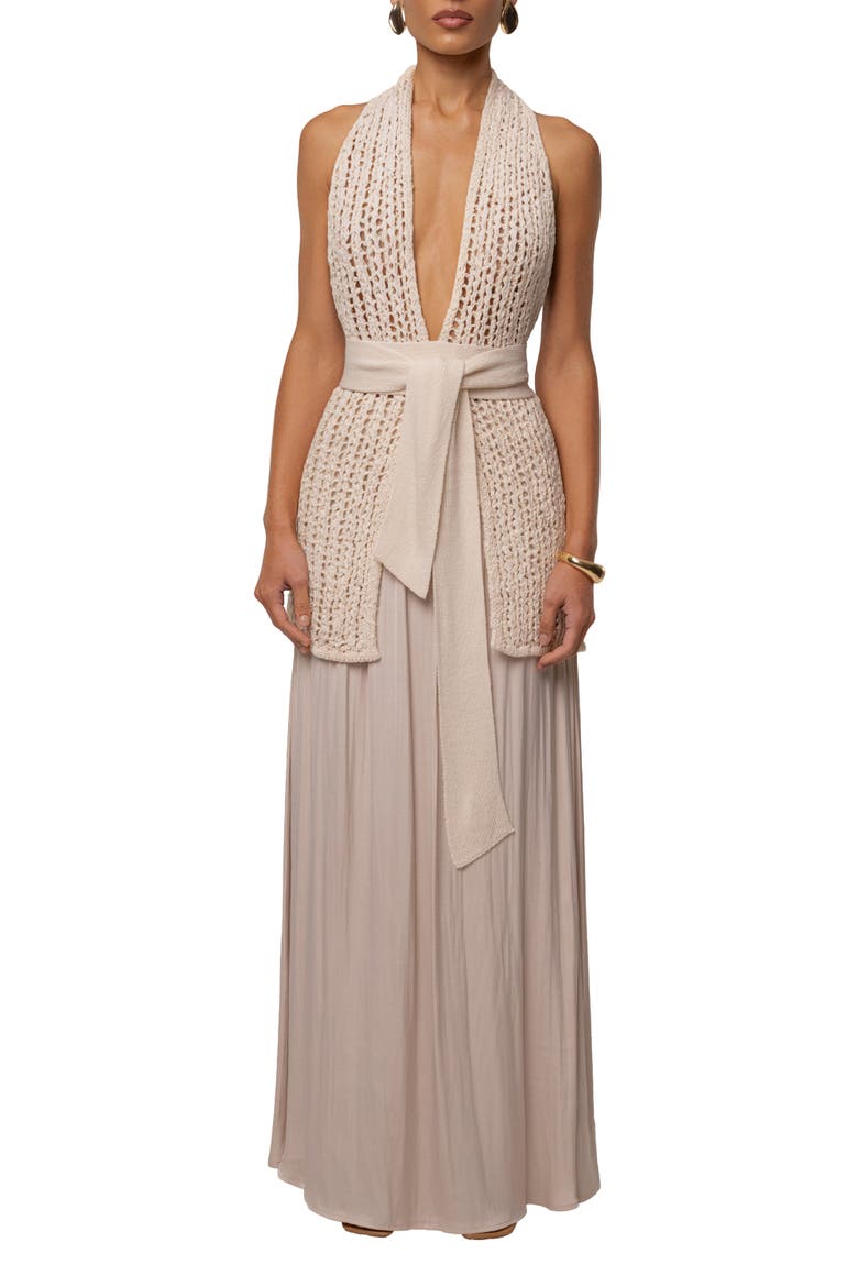 River Satin Maxi Skirt, Alternate, color, Beige