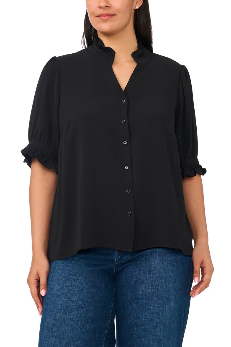 Ruffle Neck Top, Main, color, RICH BLACK