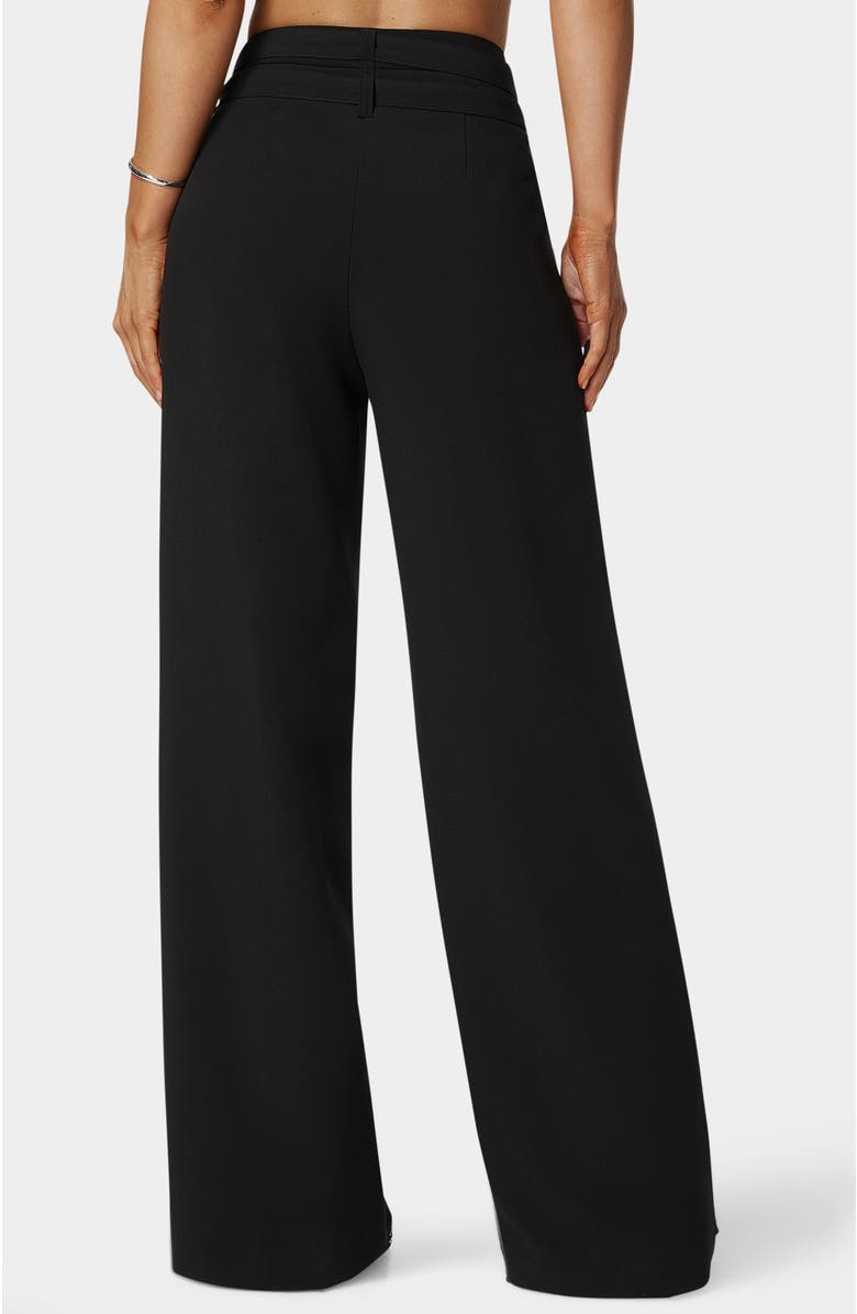 bebe High Waist Double Belted Palazzo Pant, Alternate, color, Black