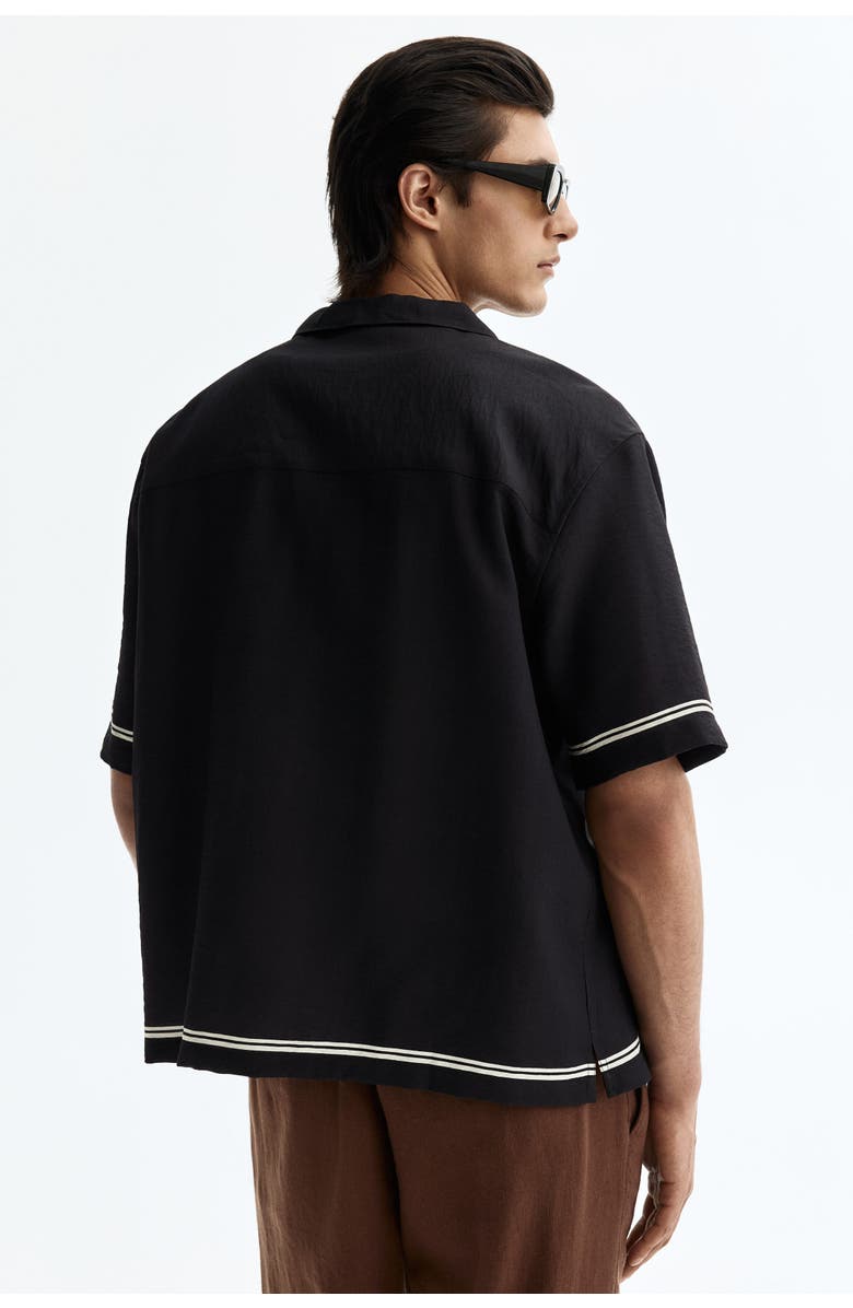 H&M Relaxed Fit Printed Resort Shirt, Alternate, color, Black/Patterned