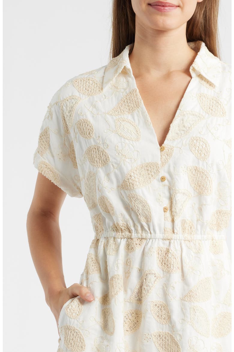 Embroidered Cotton Shirtdress, Alternate, color, IVORY