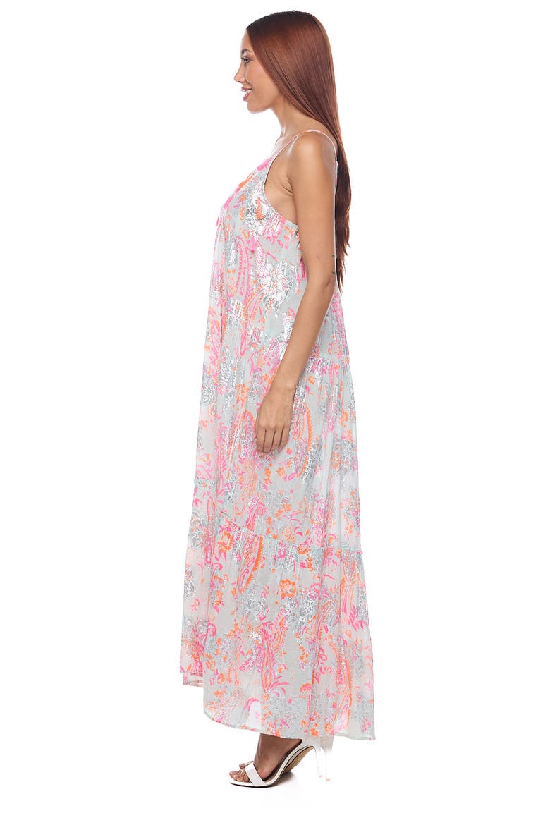 Tassel Foiled Maxi Sundress, Alternate, color, PINK