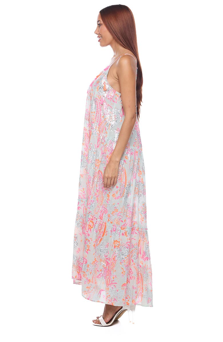 RANEES Tassel Foiled Maxi Sundress, Alternate, color, Pink