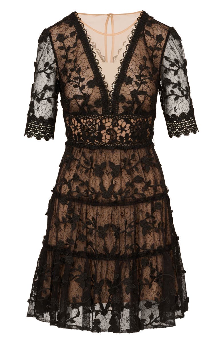 Adrianna Papell Embroidered Lace Minidress, Alternate, color,