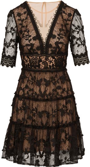 【海外限定】AdriannaPapell ドレス☆Lace Embroidery Mini Dres Amazon.com: Adrianna Papell Women's Lace Embroidery Flutter