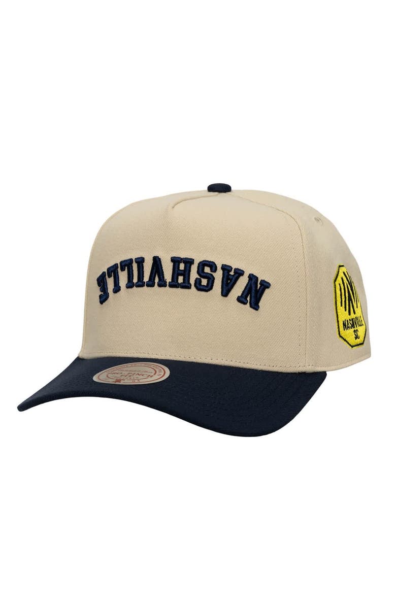 Mitchell & Ness Men's Mitchell & Ness  Cream/Navy Nashville SC Upside Down Pro Pinch Snapback Hat, Main, color, Cream