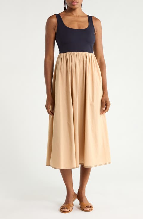 Selena Mixed Media Midi Dress