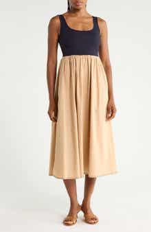 Selena Mixed Media Midi Dress