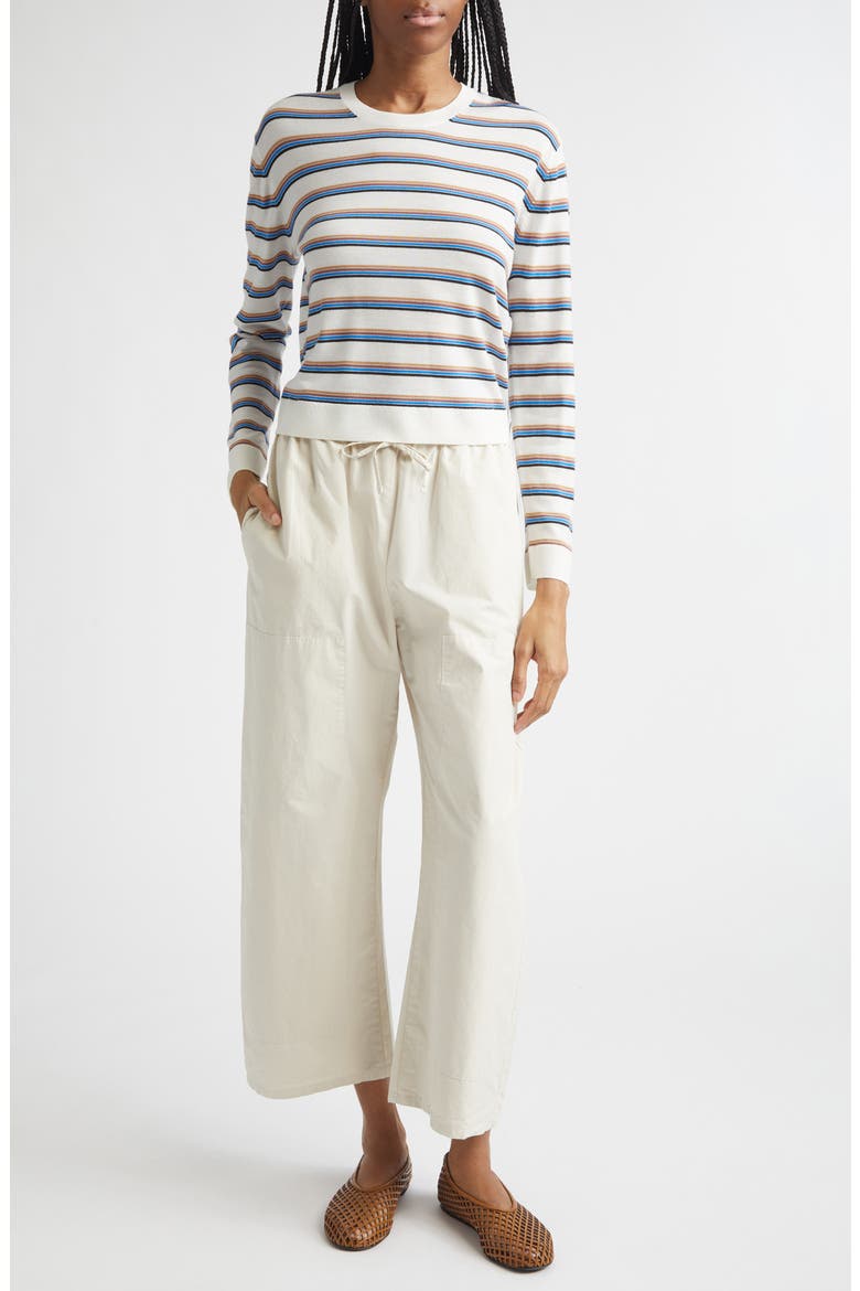 James Stripe Merino Wool Crewneck Sweater, Alternate, color, PARCH/CHOCO/BLUE STRIPE