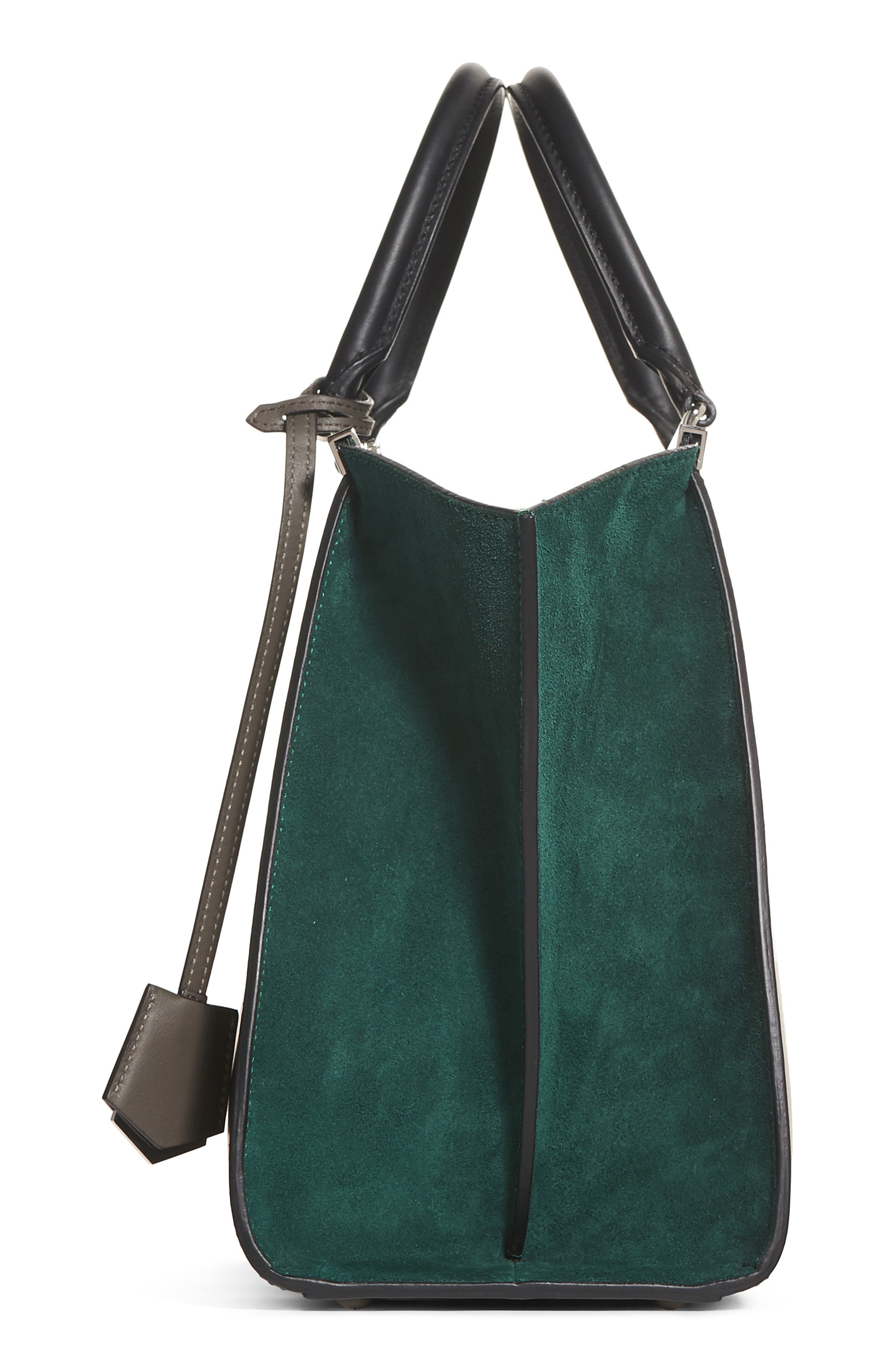 3Jours Baltico Leather & Suede Shopper, Alternate, color, BLACK/GREEN