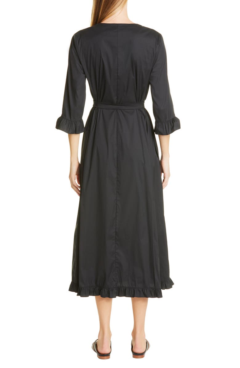 Max Mara Aere Ruffle Trim Poplin Midi Dress, Alternate, color, 