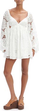 Bardot Jovie Long Sleeve Broderie Anglaise Babydoll Dress