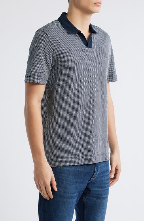 Hugo Boss Dot-pattern Polo Shirt In Cotton And Silk In Dark Blue