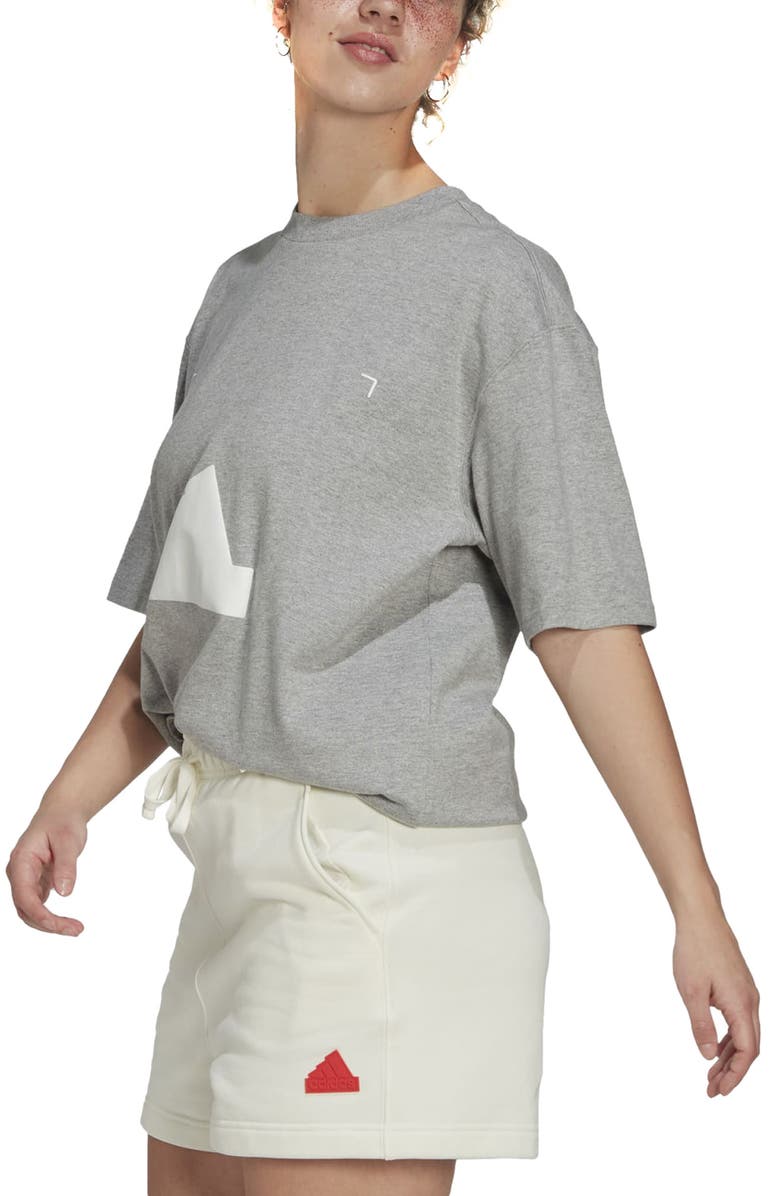 adidas Oversize Logo Graphic Tee, Alternate, color, Medium Grey Heather/ White