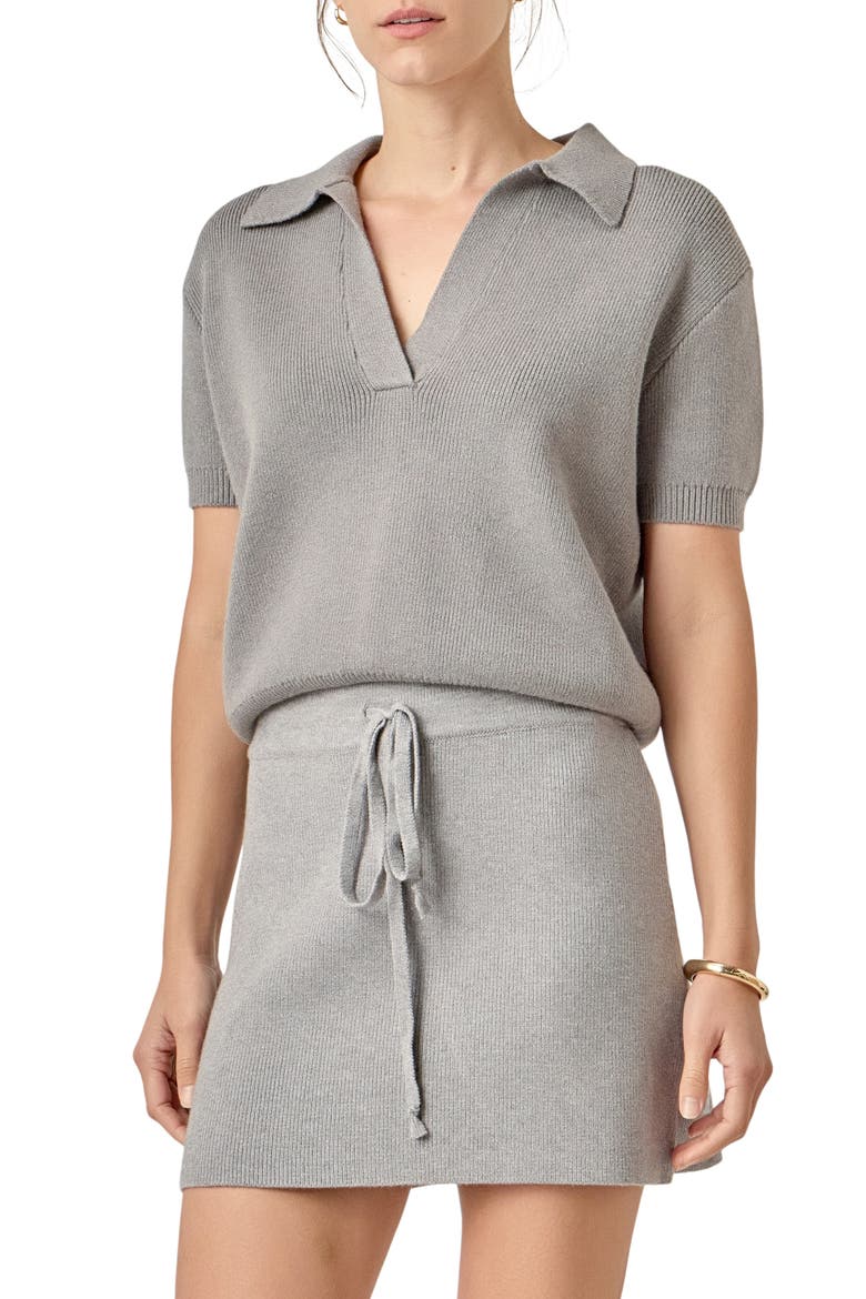Johnny Collar Knit Top, Alternate, color, HEATHER GREY