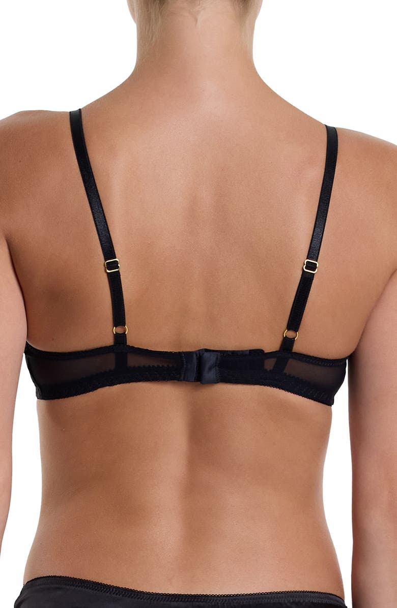 Hanky Panky Mesh Panel Satin Bralette, Alternate, color, Black