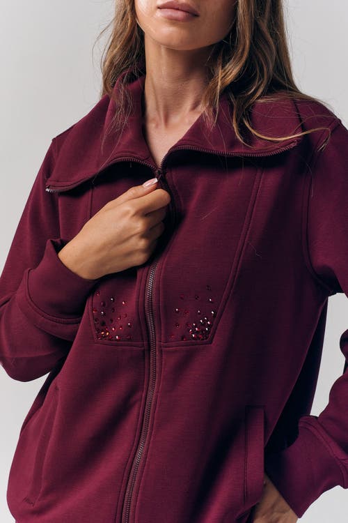 Le Fafo Raven Zip Up Jacket In Burgundy