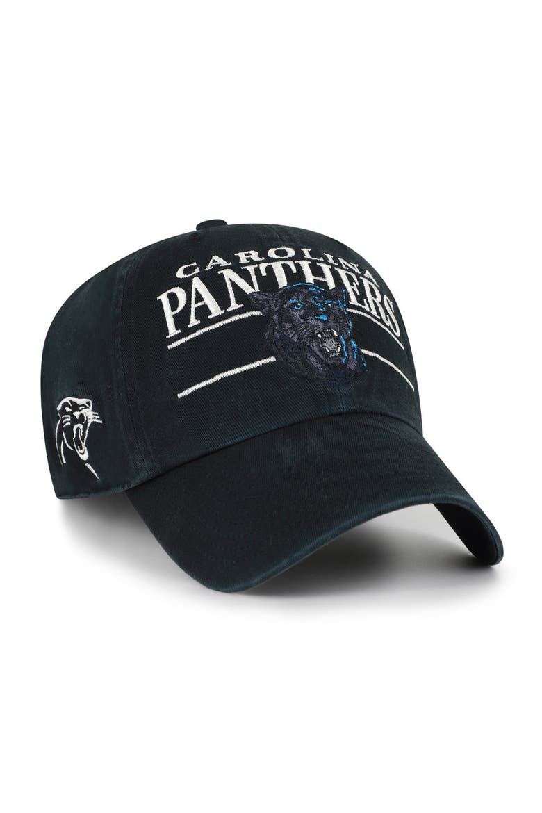 Men's '47 Black Carolina Panthers Throwback Graphic Clean Up Adjustable Hat, Main, color, Black