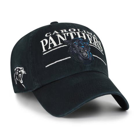 Men's '47 Black Carolina Panthers Throwback Graphic Clean Up Adjustable Hat