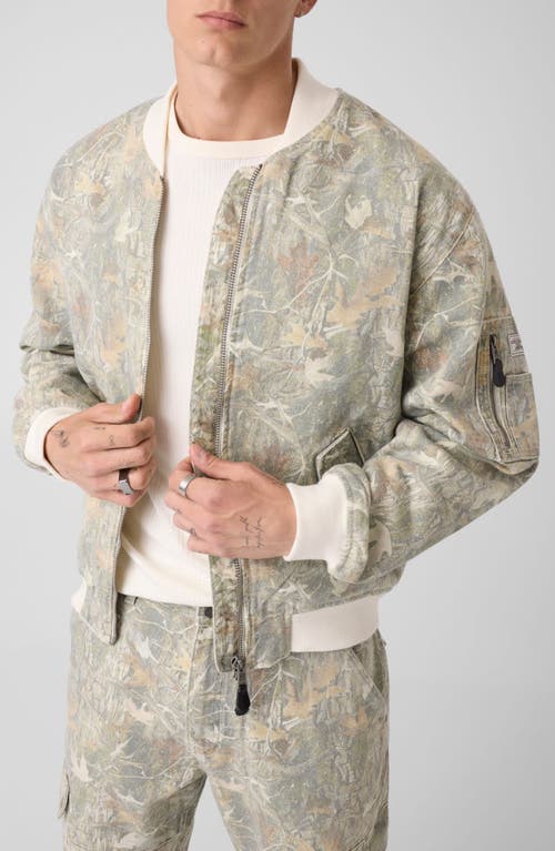 Guess Camo Canvas Bomber Jacket In Camo-brown
