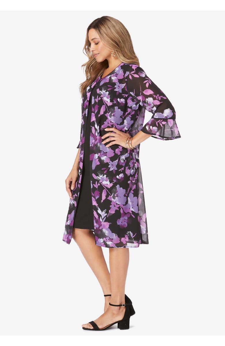 Jessica London 2-Piece Duster Jacket Dress, Alternate, color, Frost Teal Paisley