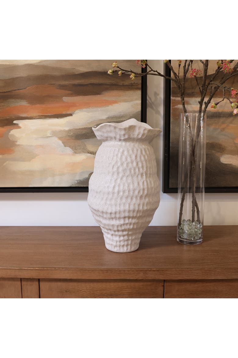 Nerina Textured Porcelian Decorative Vase, Alternate, color, Light Grey