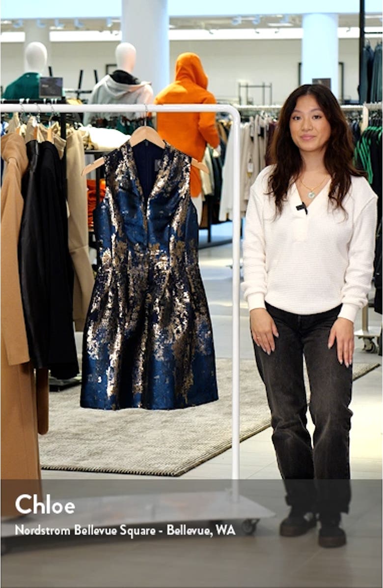 Jacquard Sleeveless Fit & Flare Cocktail Dress, sales video thumbnail