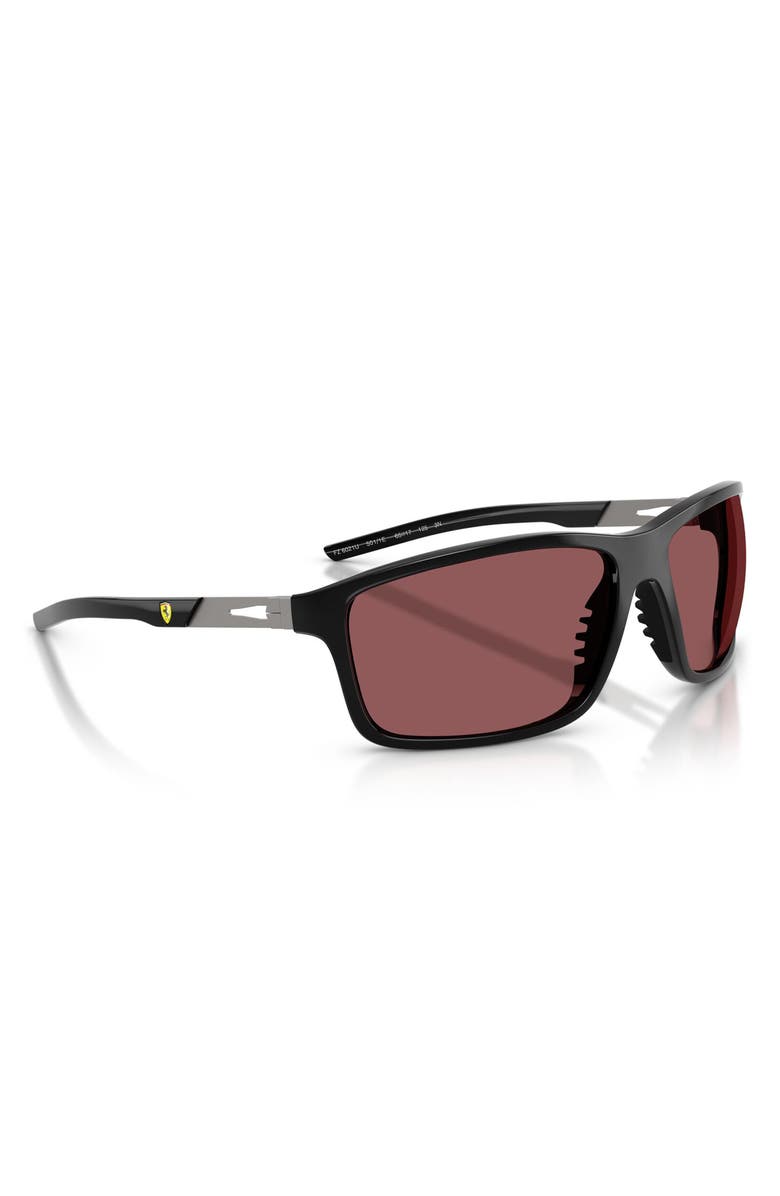 Scuderia Ferrari 65mm Oversize Pillow Sunglasses, Alternate, color, Black Shiny / Ferrari