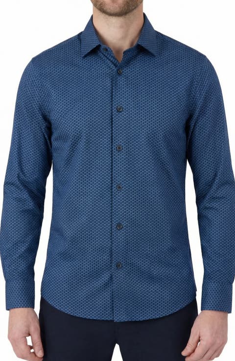 Geo Print Long Sleeve Woven Spot Shirt