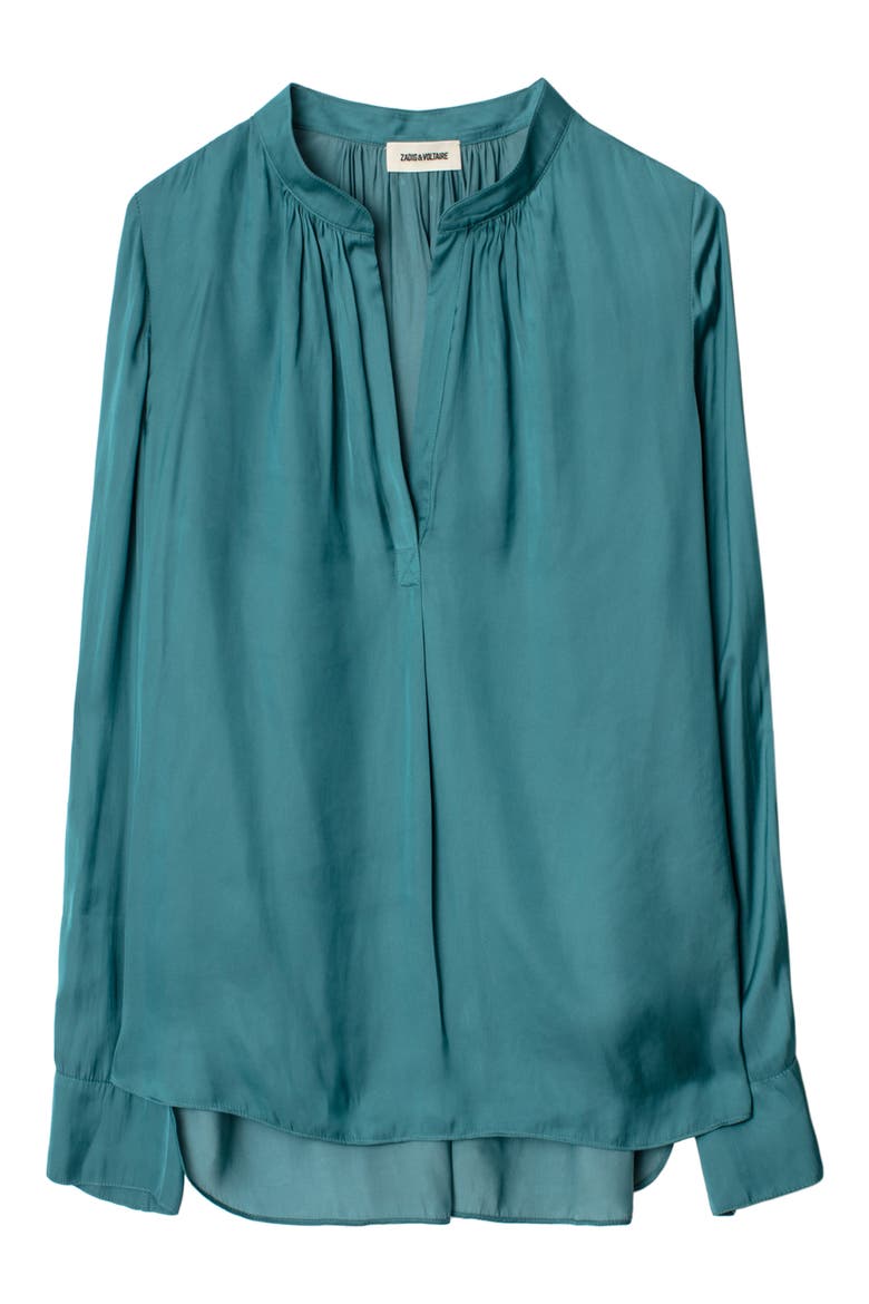 Tink Satin Blouse, Alternate, color, EUCALYPTUS