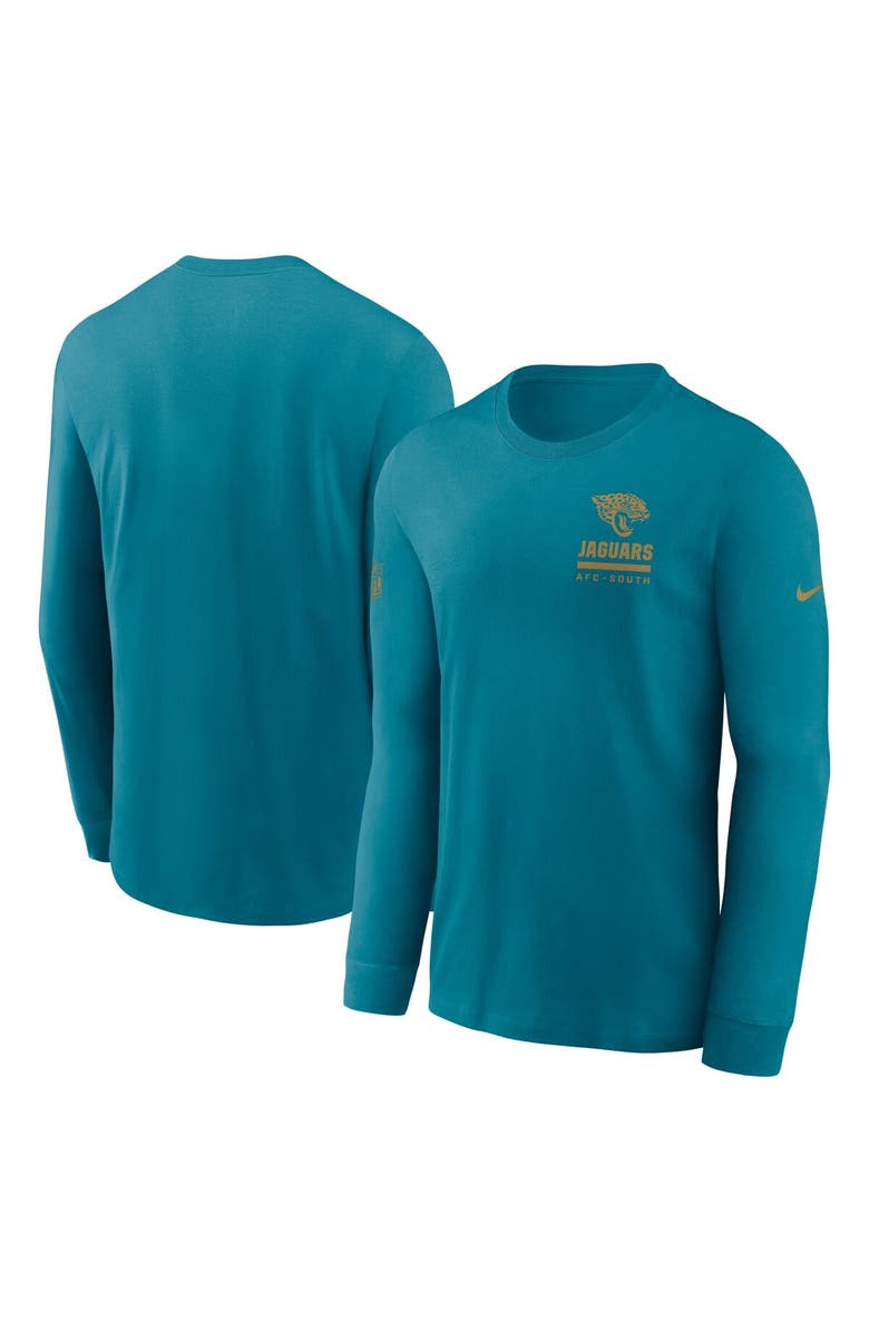 Nike Men
s Nike Teal Jacksonville Jaguars Sideline Performance Long Sleeve T-Shirt, Main, color, Teal