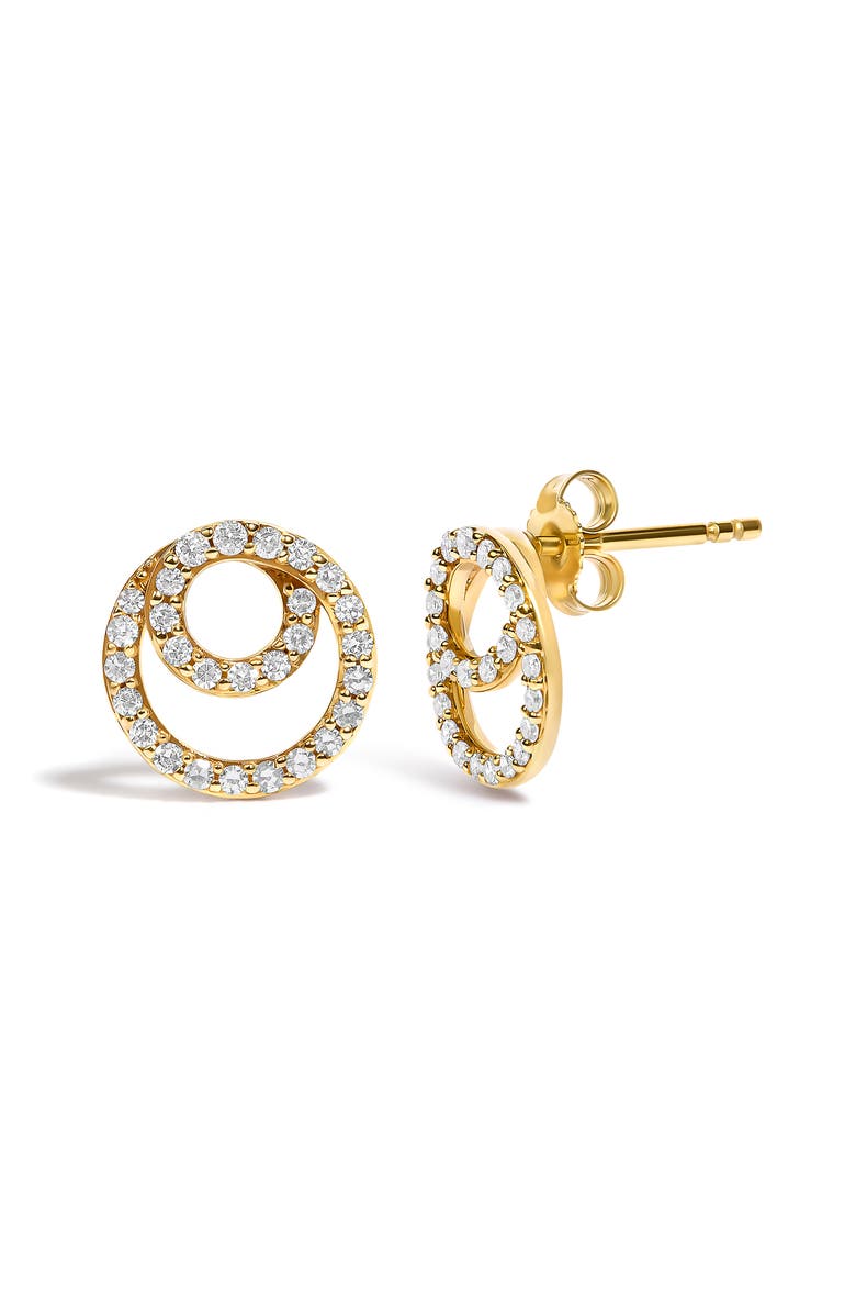 Haus of Brilliance 14K Yellow Gold 3/8 Cttw Diamond Double Circle Stud Earrings, Alternate, color, Yellow Gold