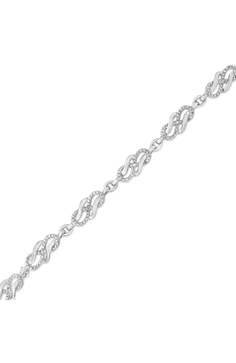 Haus of Brilliance Silver Prong Set Diamond Accent Infinity Weave Link Bracelet, Alternate, color, White