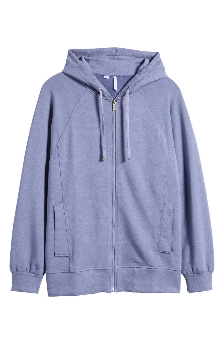 TravisMathew Off Script Stretch Modal & Cotton Zip Hoodie, Alternate, color, Heather Crown Blue