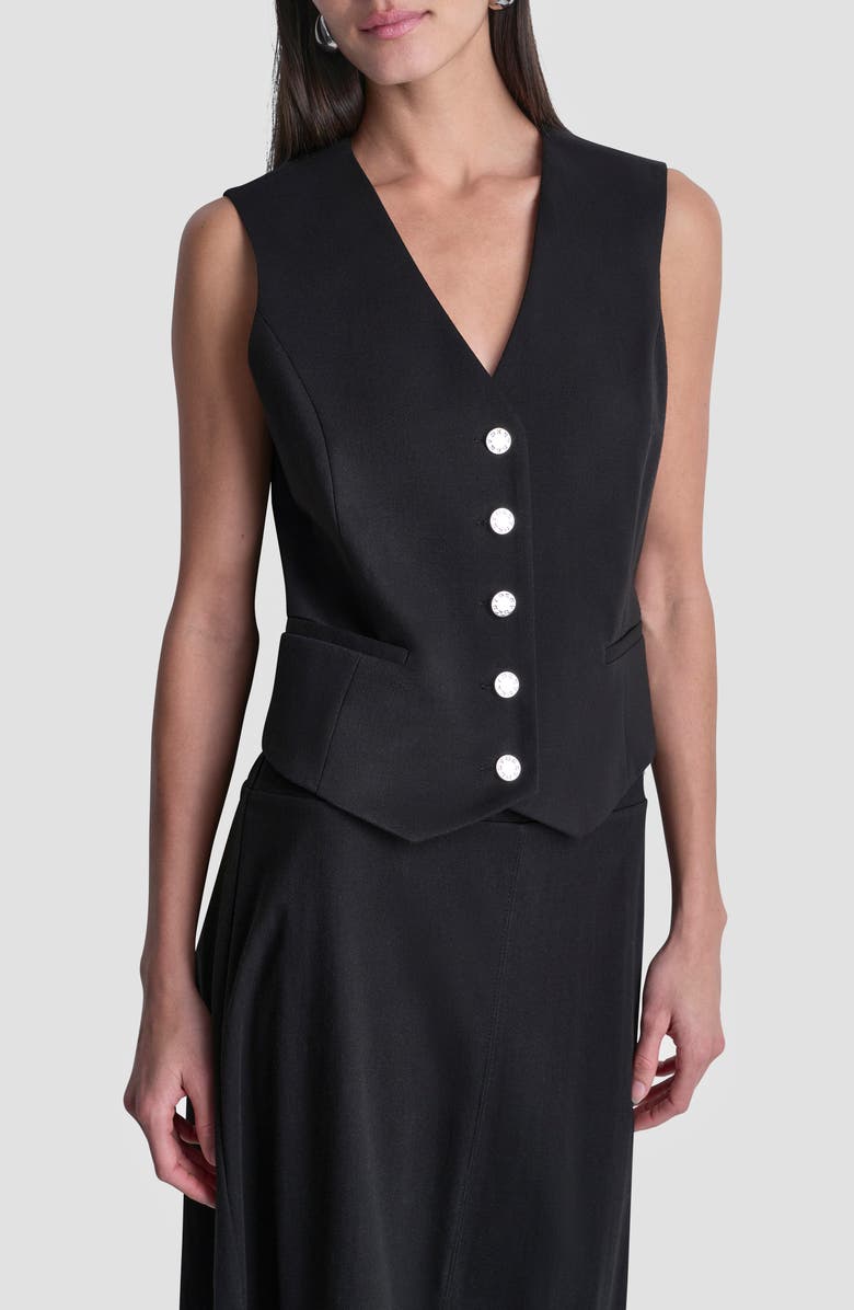 DKNY Arid Cotton Blend Pique Vest, Main, color, Black