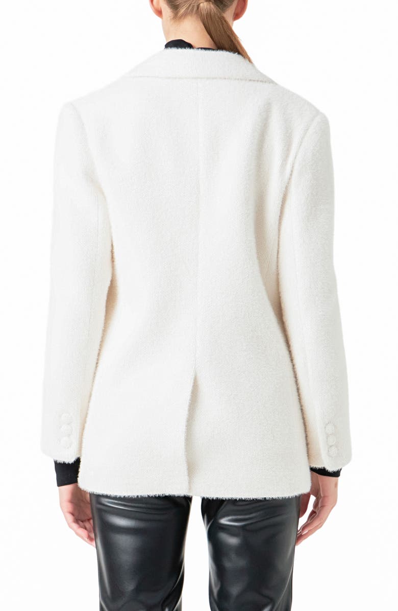 Endless Rose Textured Single Breasted Blazer, Alternate, color, White