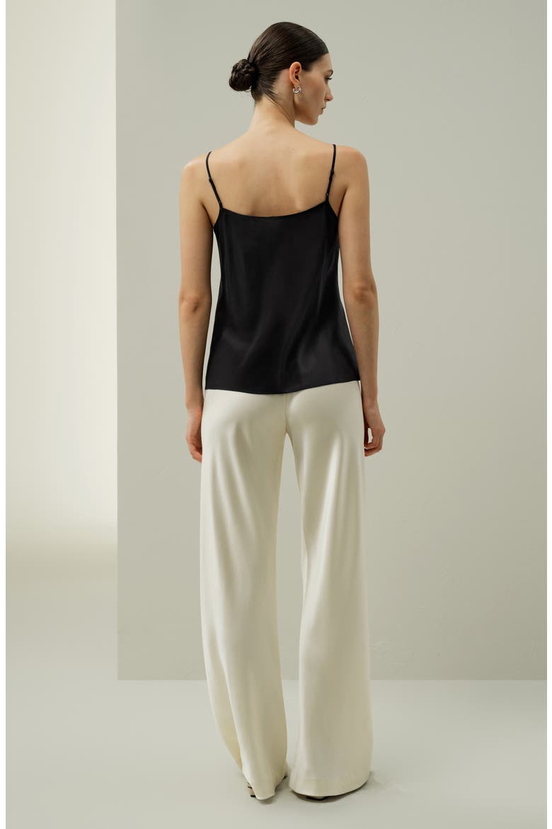 Women's Bias Cut Lace-Trimmed Silk Camisole, Alternate, color, Black