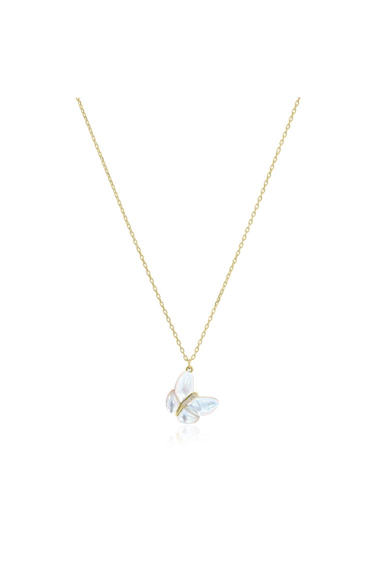 Asymmetrical Mother of Pearl Butterfly Necklace, Main, color, Mother of Pearl