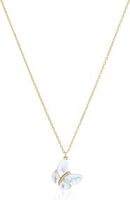 The Lovery Fine Jewelry Asymmetrical Mother of Pearl Butterfly Necklace